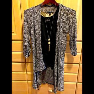 Women’s Black/White Open Cardigan with Open Weave